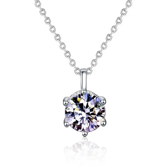 Certified 2ct. t.w. Diamond Moissanite Solitaire Necklace NEW - Picture 4 of 8